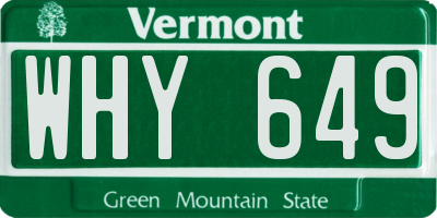 VT license plate WHY649