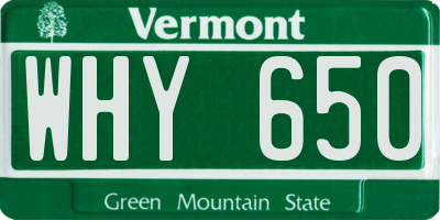 VT license plate WHY650