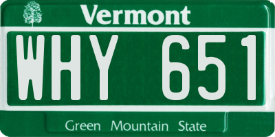 VT license plate WHY651