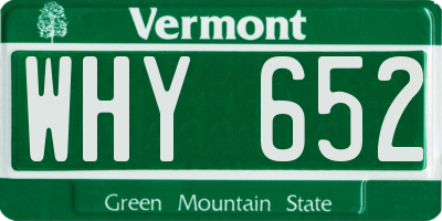 VT license plate WHY652