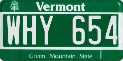 VT license plate WHY654