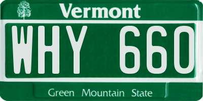 VT license plate WHY660