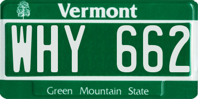 VT license plate WHY662