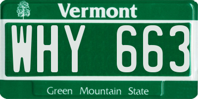 VT license plate WHY663