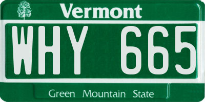VT license plate WHY665
