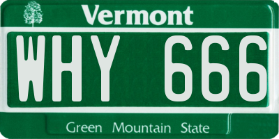 VT license plate WHY666