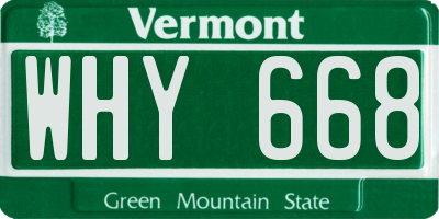 VT license plate WHY668