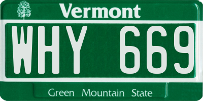 VT license plate WHY669