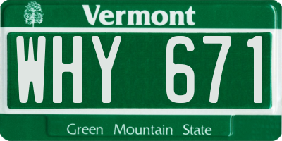 VT license plate WHY671