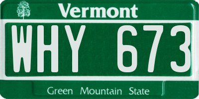 VT license plate WHY673
