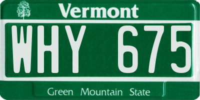 VT license plate WHY675