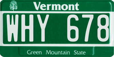 VT license plate WHY678