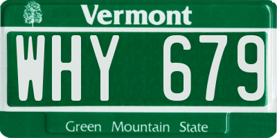 VT license plate WHY679