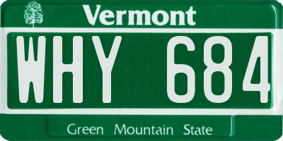 VT license plate WHY684