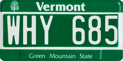 VT license plate WHY685