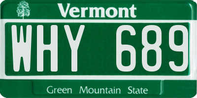 VT license plate WHY689