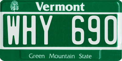 VT license plate WHY690