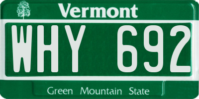 VT license plate WHY692