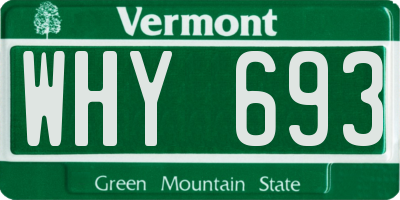 VT license plate WHY693