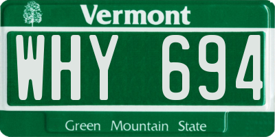 VT license plate WHY694