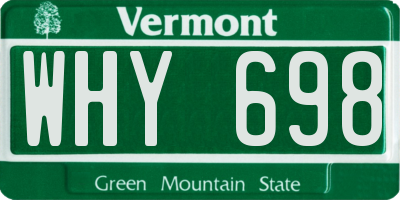 VT license plate WHY698