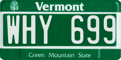VT license plate WHY699