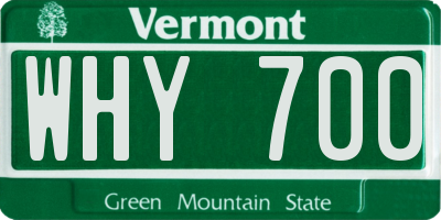 VT license plate WHY700