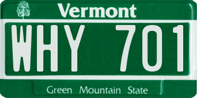VT license plate WHY701