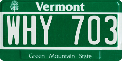 VT license plate WHY703
