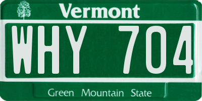 VT license plate WHY704