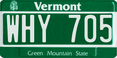 VT license plate WHY705