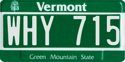 VT license plate WHY715