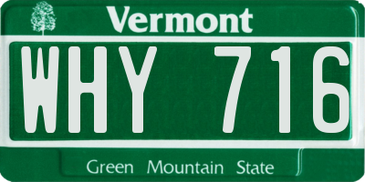 VT license plate WHY716