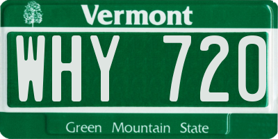 VT license plate WHY720