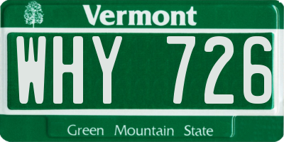 VT license plate WHY726
