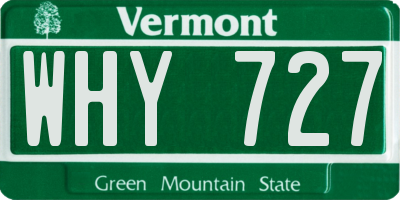 VT license plate WHY727