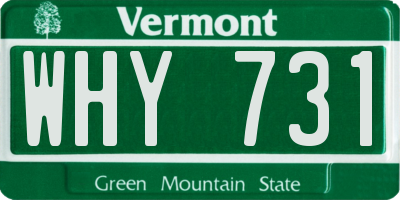 VT license plate WHY731