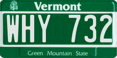 VT license plate WHY732