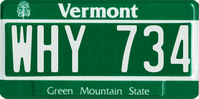 VT license plate WHY734