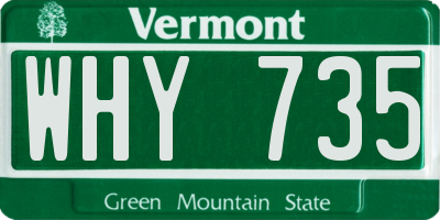 VT license plate WHY735