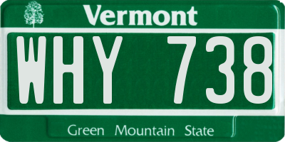 VT license plate WHY738