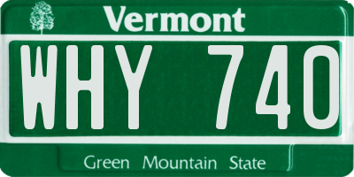 VT license plate WHY740