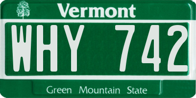VT license plate WHY742