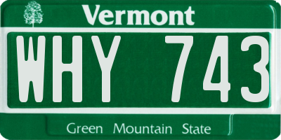 VT license plate WHY743