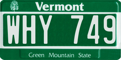 VT license plate WHY749