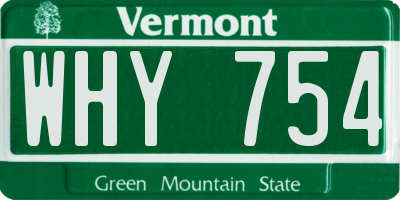 VT license plate WHY754