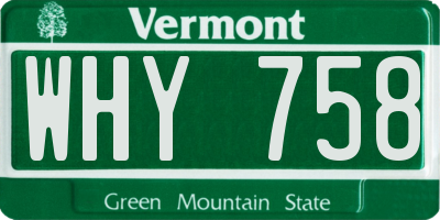 VT license plate WHY758