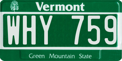 VT license plate WHY759