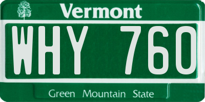 VT license plate WHY760