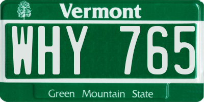VT license plate WHY765
